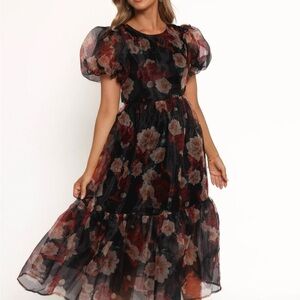 Elsbeth Petal & Pup Floral Puff Sleeve Midi Dress